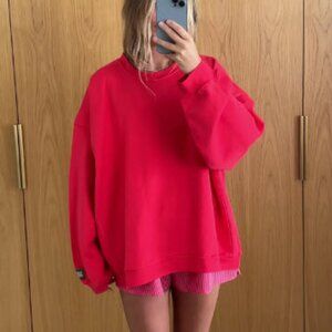 Daily Drills Unisex Oversized Crew - Red - Size M/L